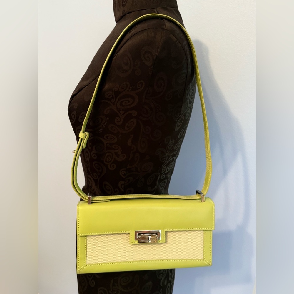 Antonio Milani Avocado Green and Beige Shoulder Bag - Leather
